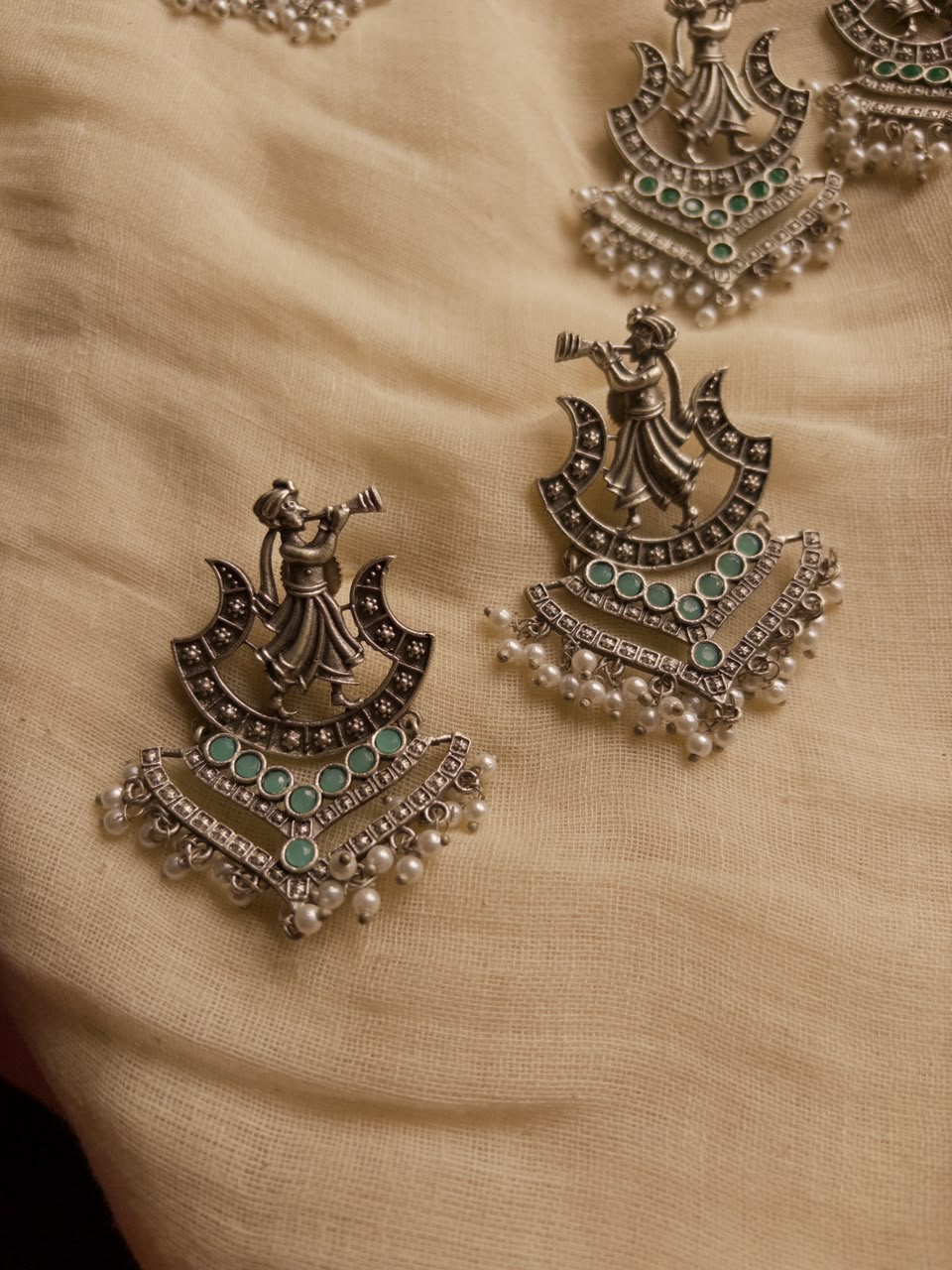 Blue shehnai earrings