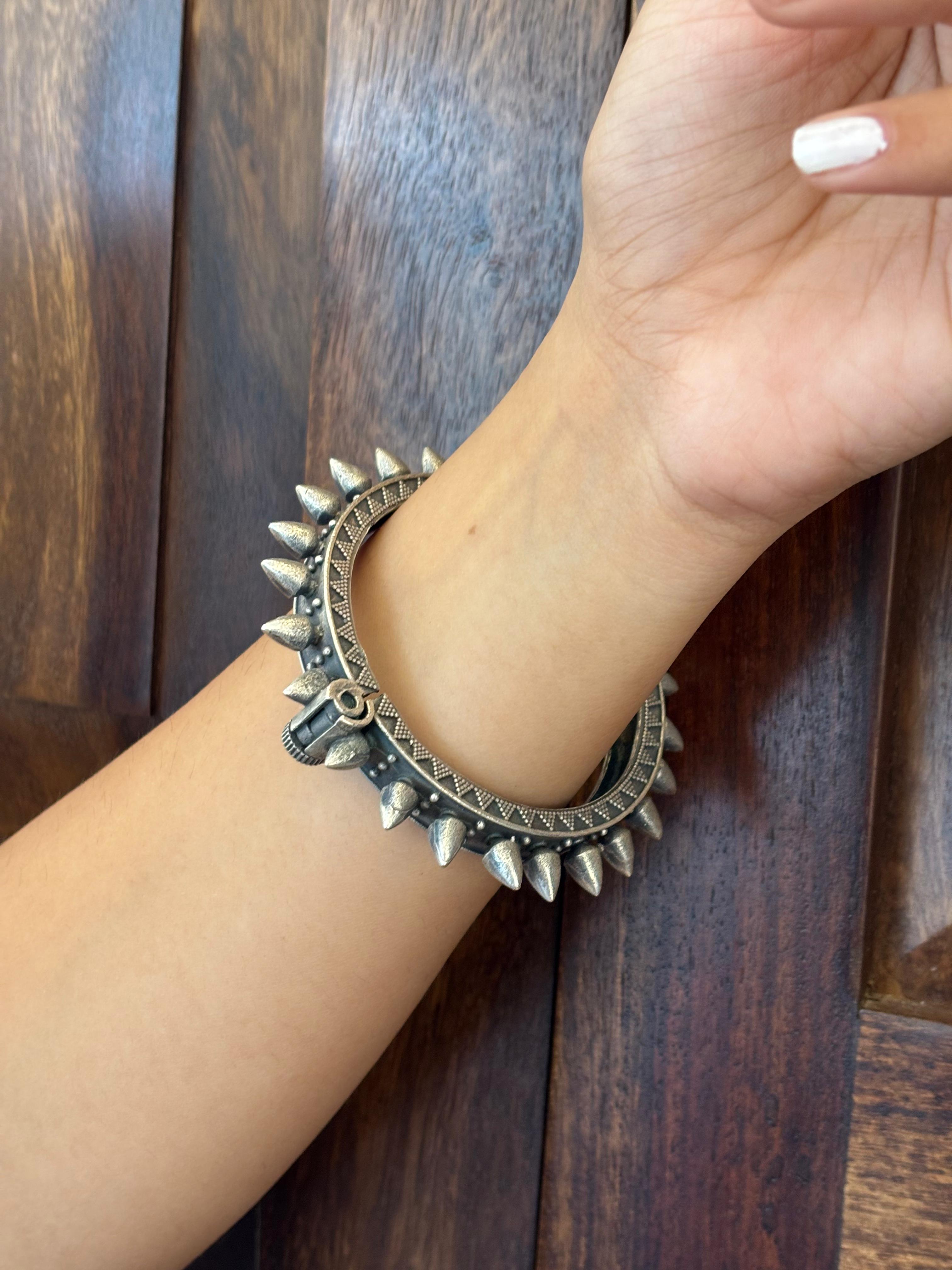 Spiked german silver bangle