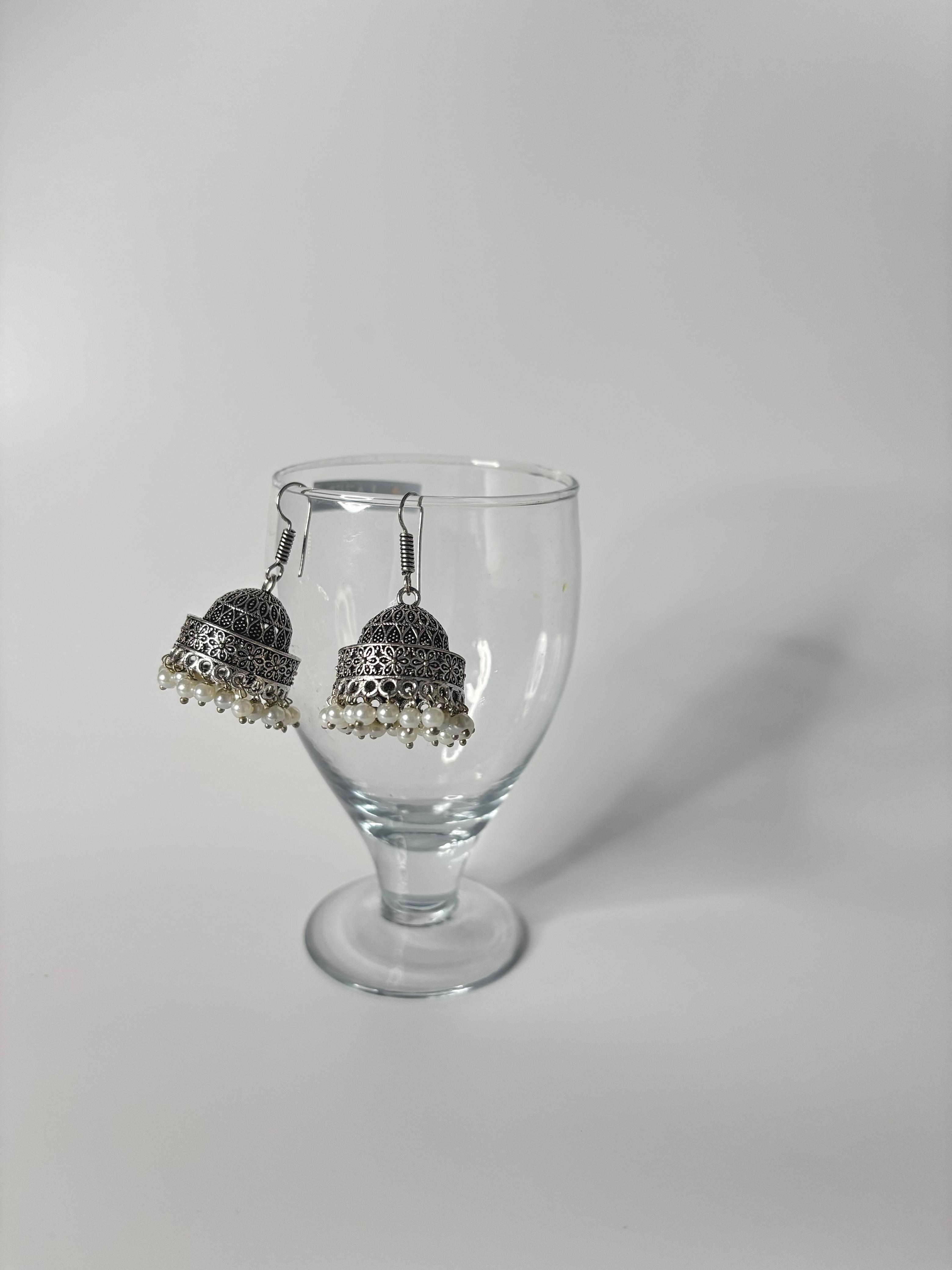 Small brass pearl jhumki