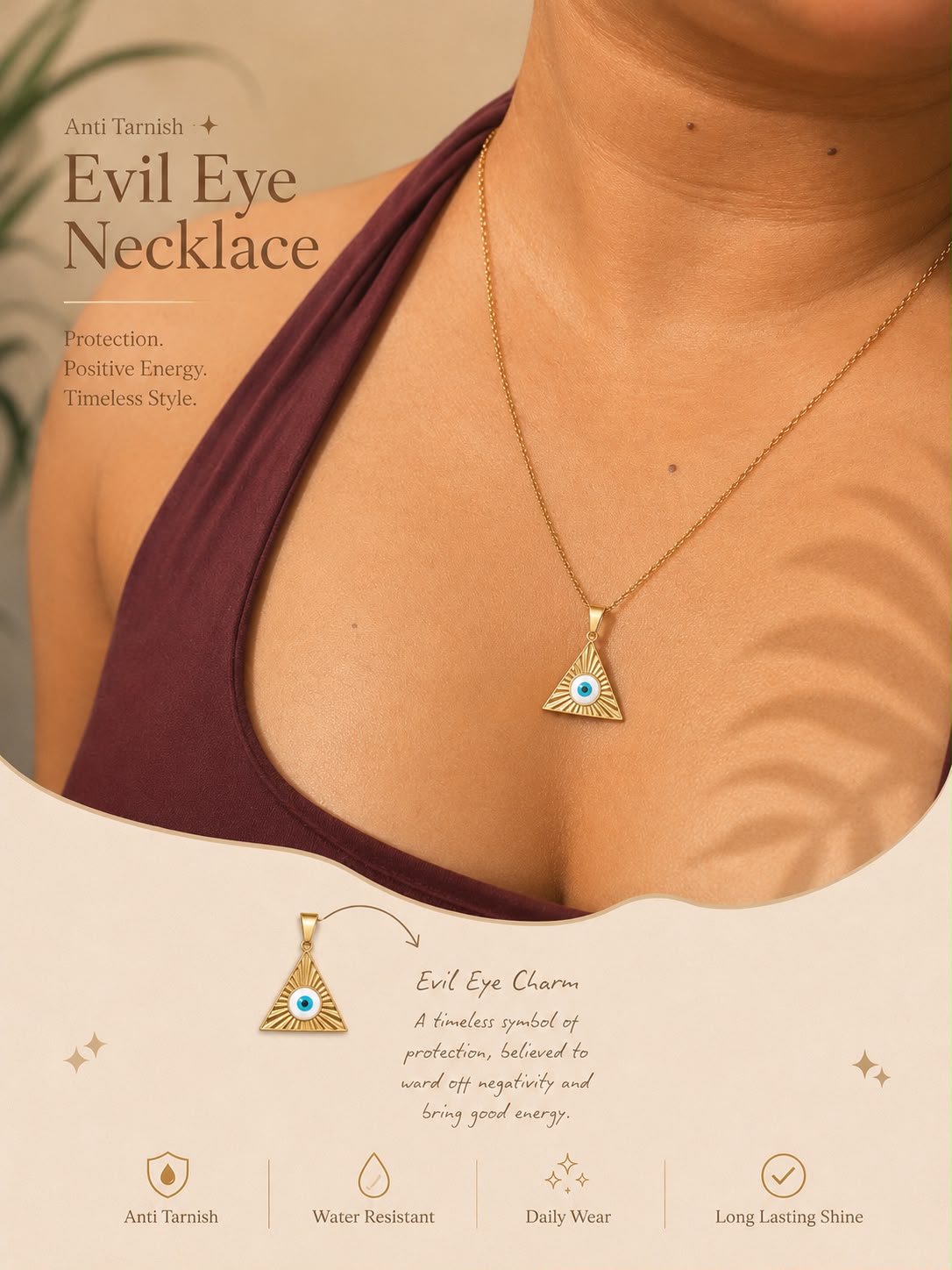 Evil eye antitarnished pendent