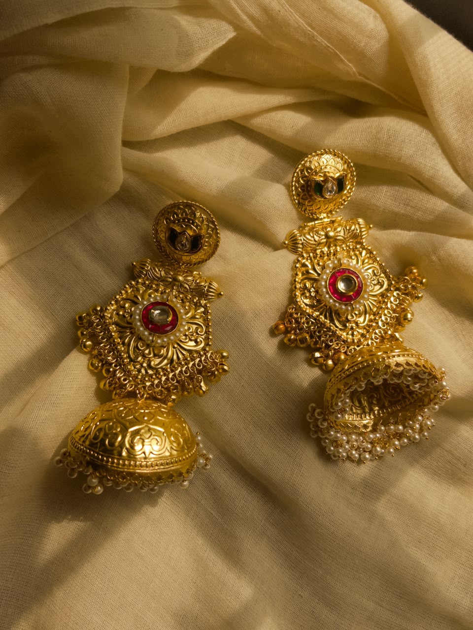 Golden brass jhumka