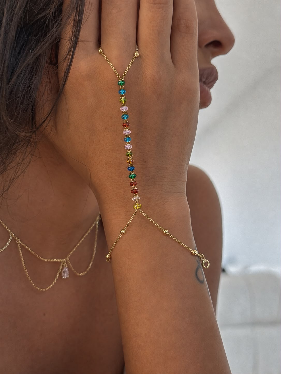 Multicolored hand chain