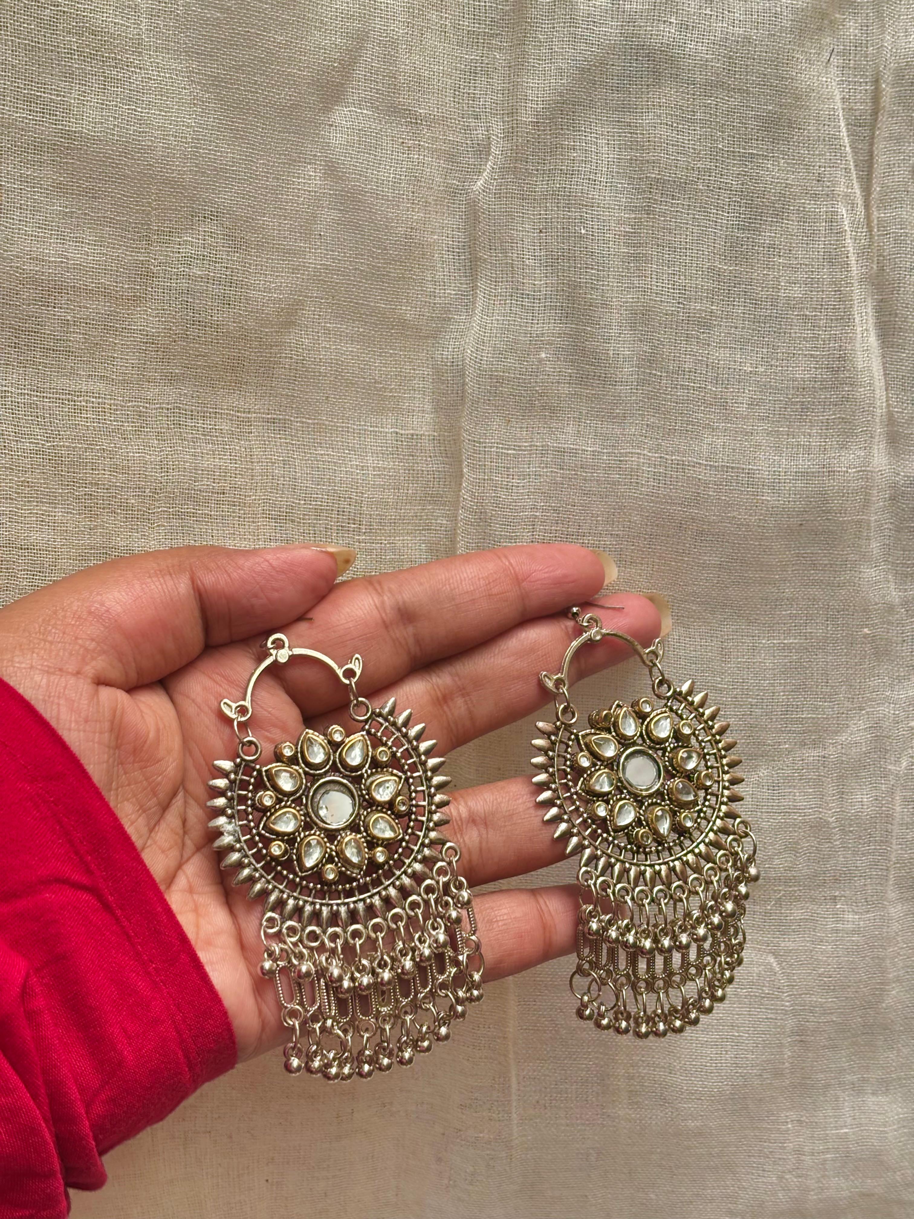 Mirror flower drop earring