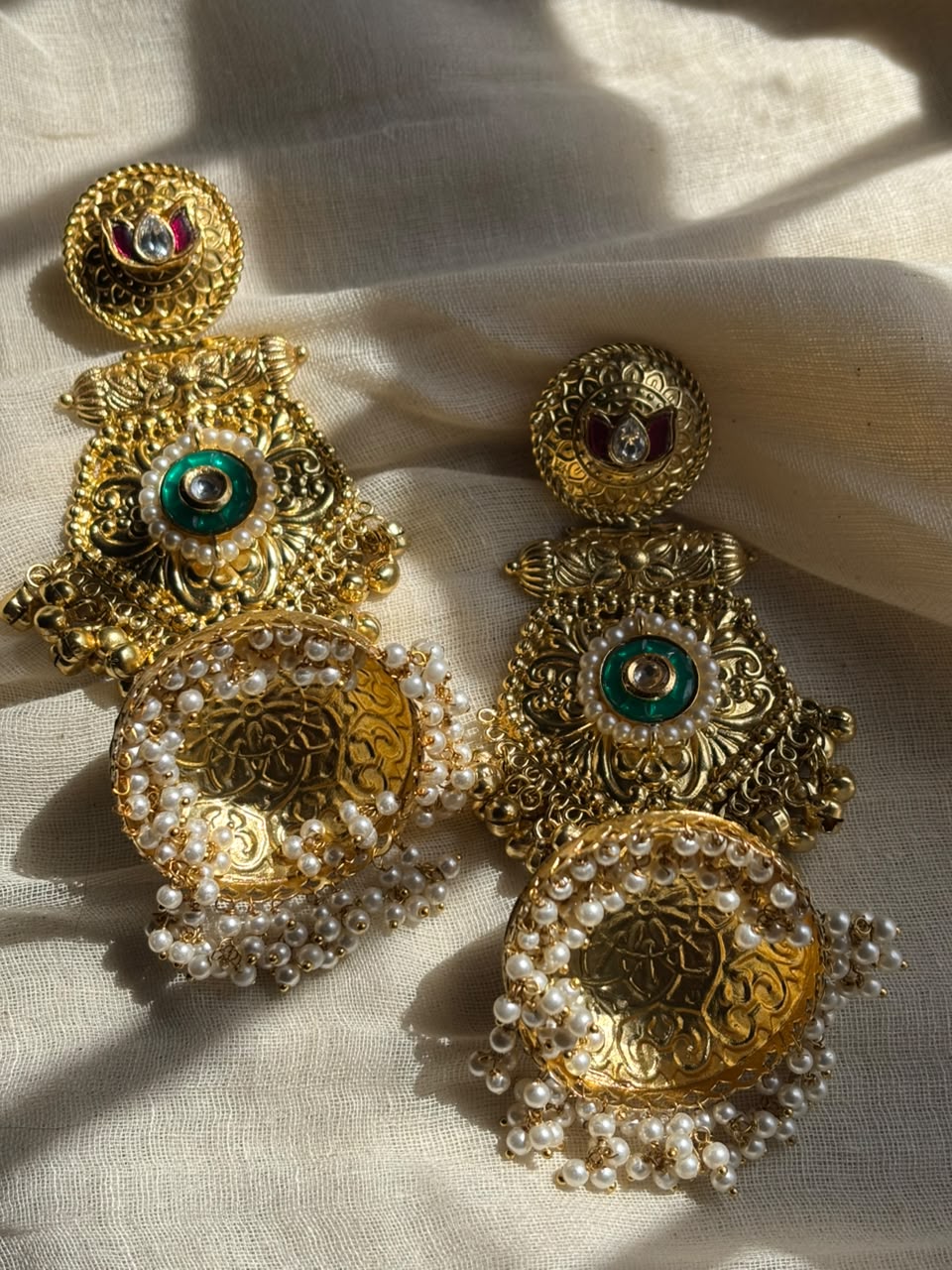 Golden brass jhumka