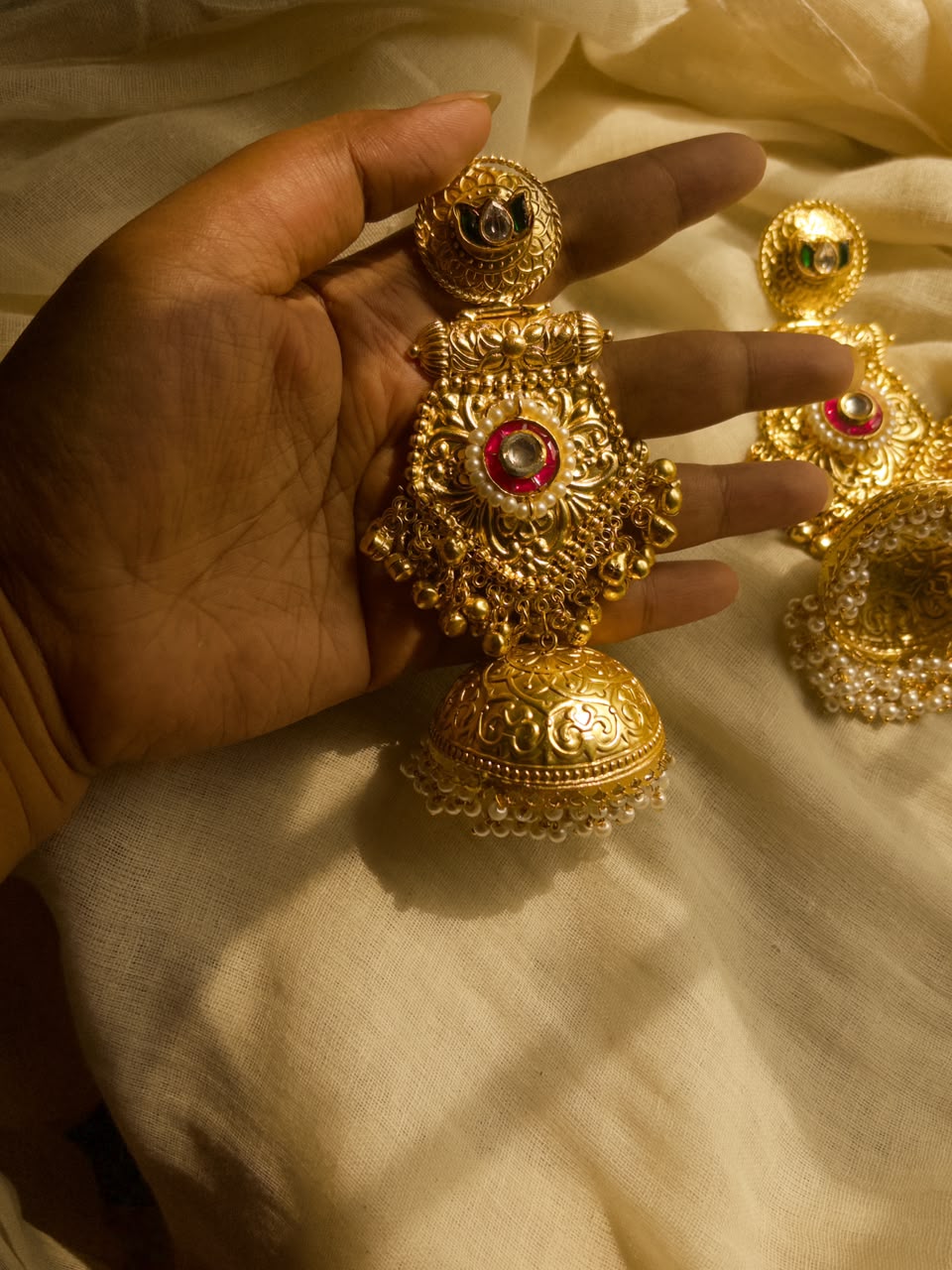 Golden brass jhumka