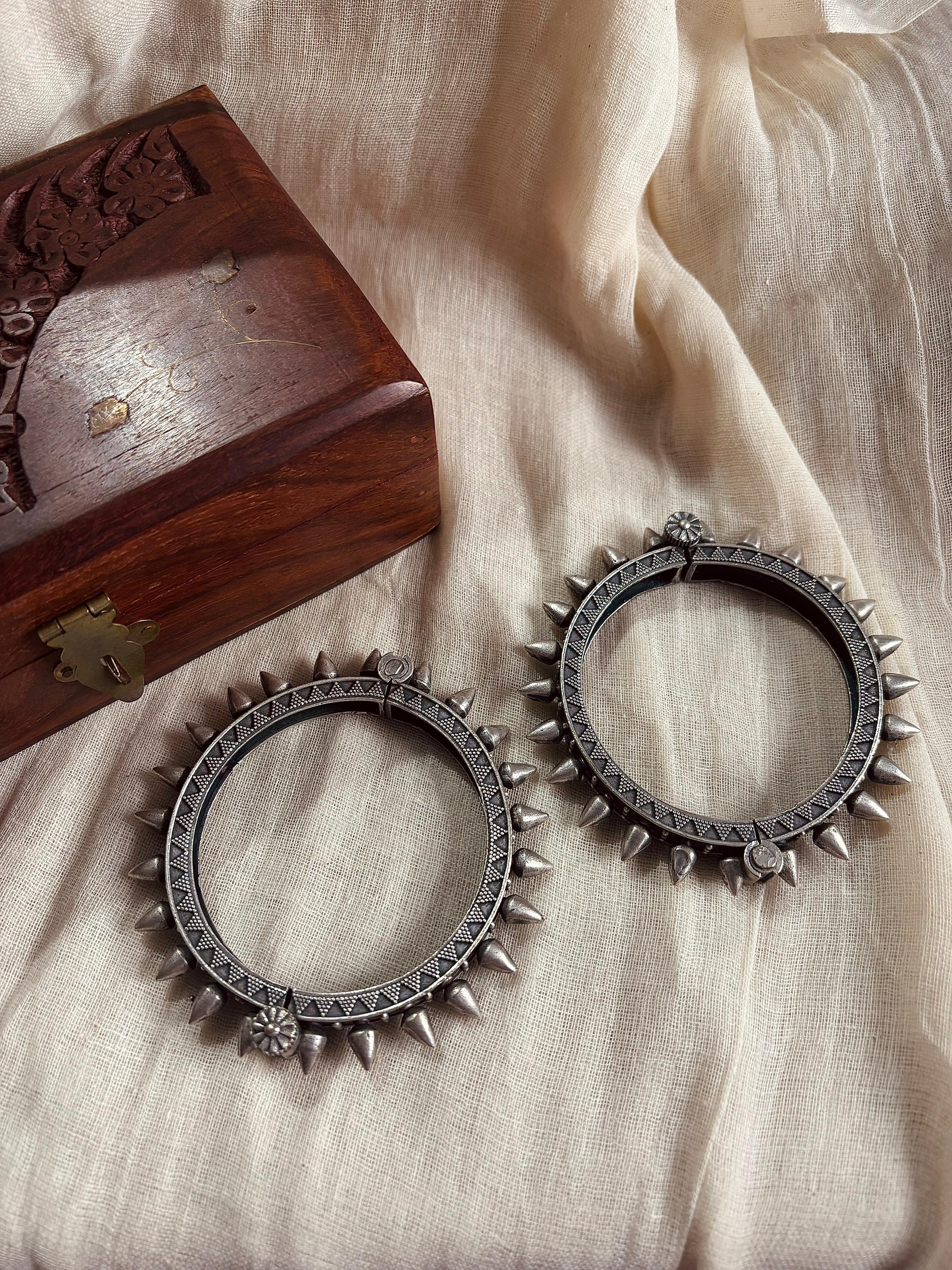 Spiked german silver bangle