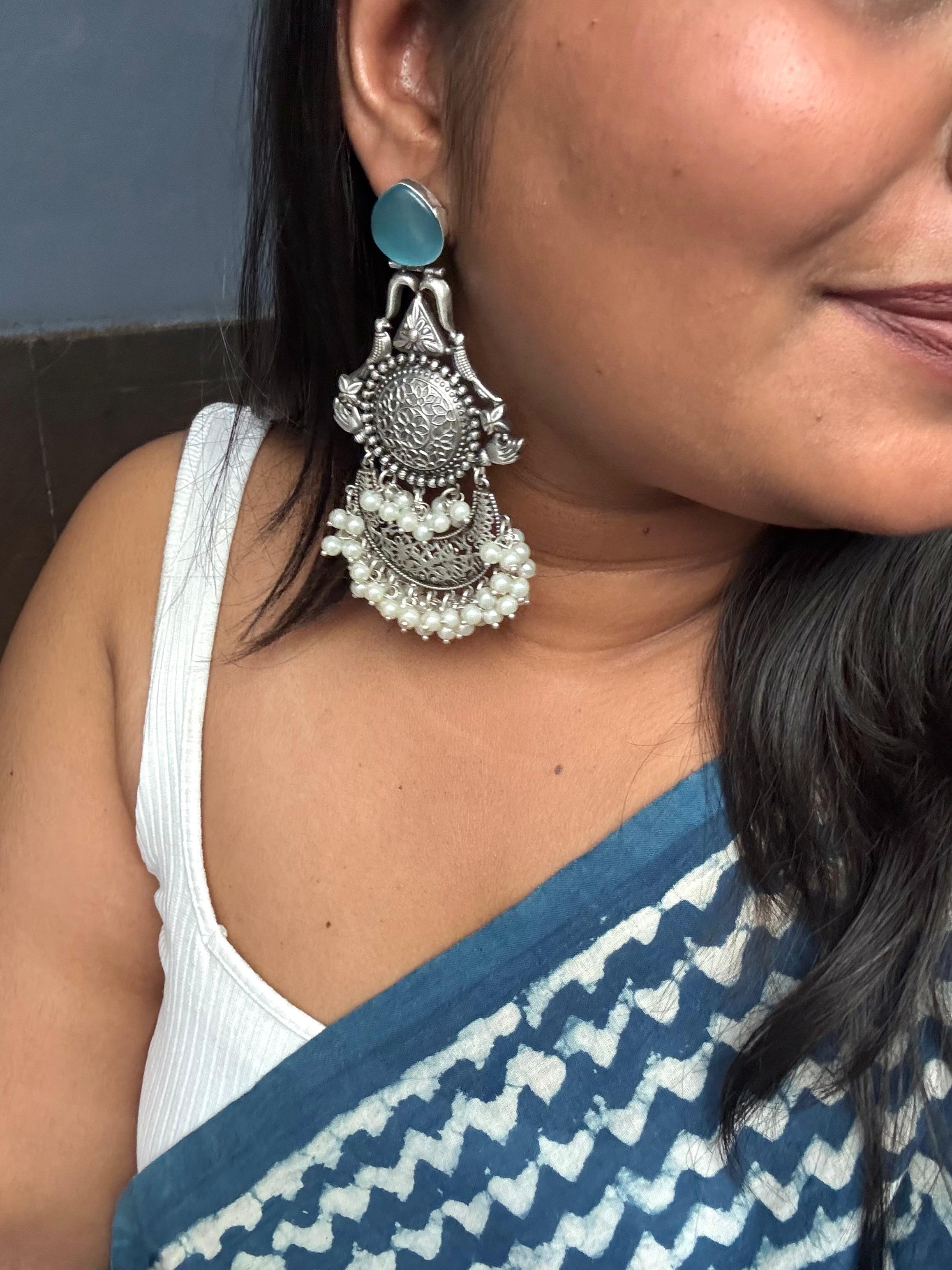 Blue silverlookalike danglers