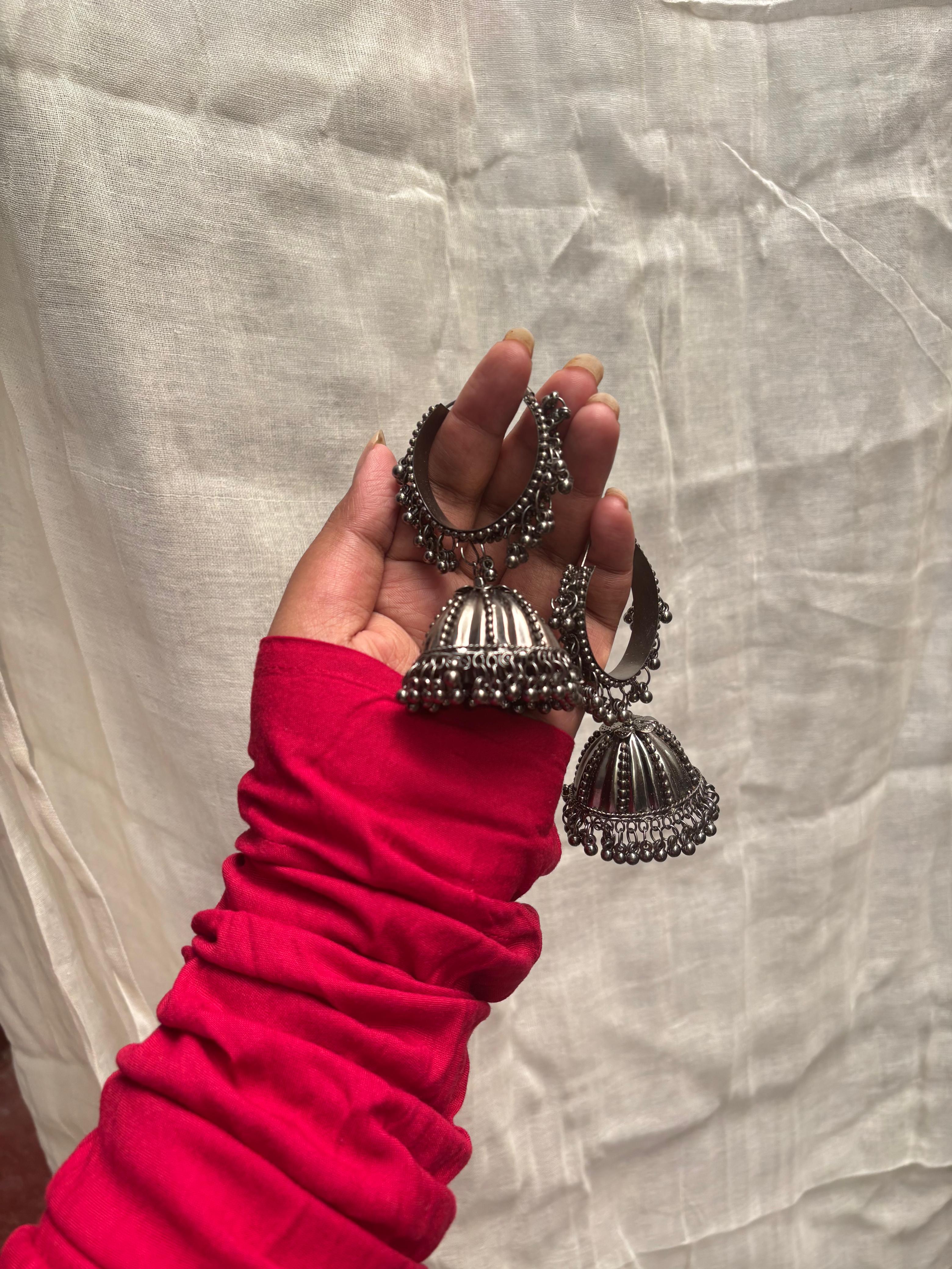 Black oxidised jhumka