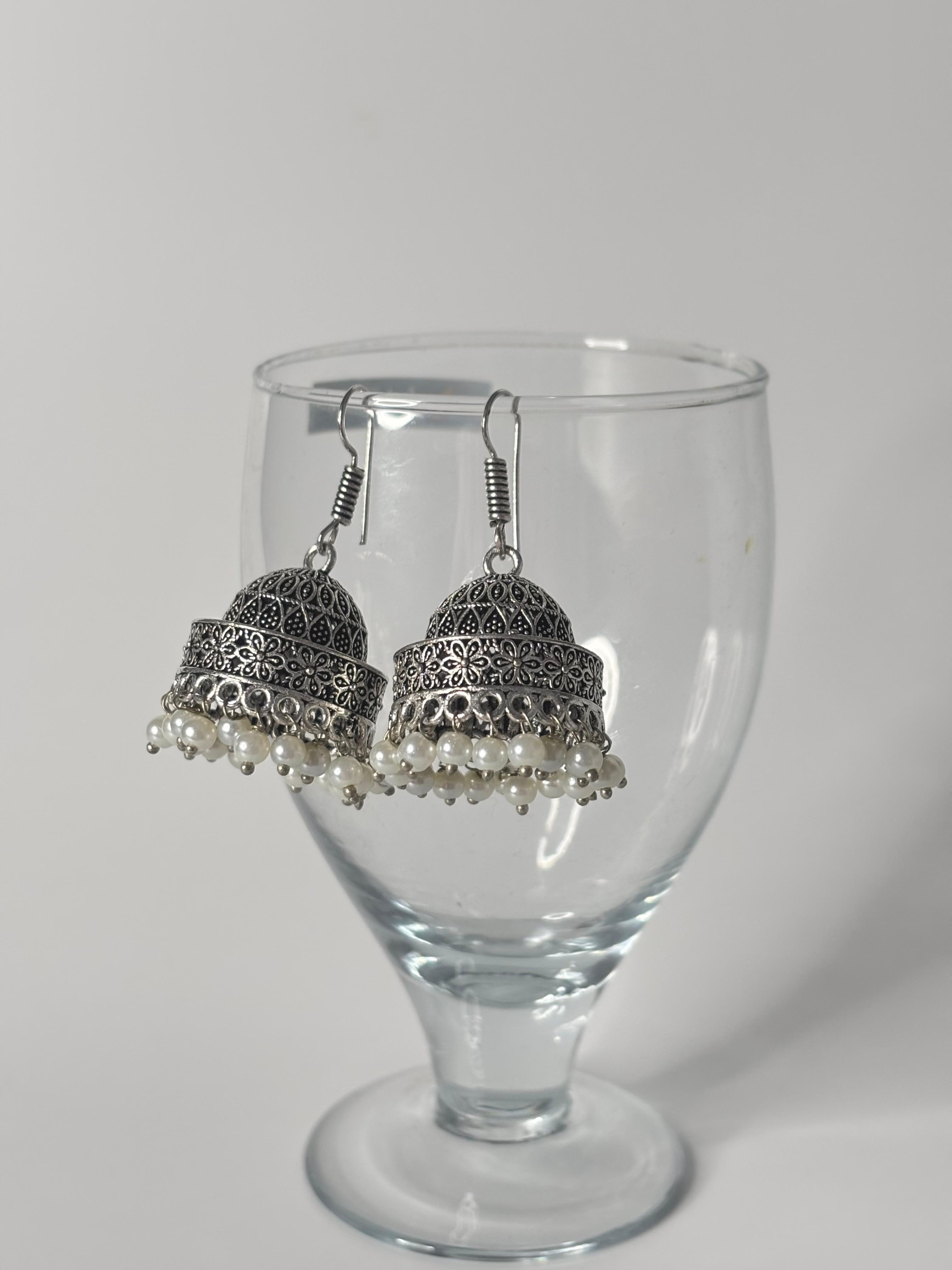 Small brass pearl jhumki