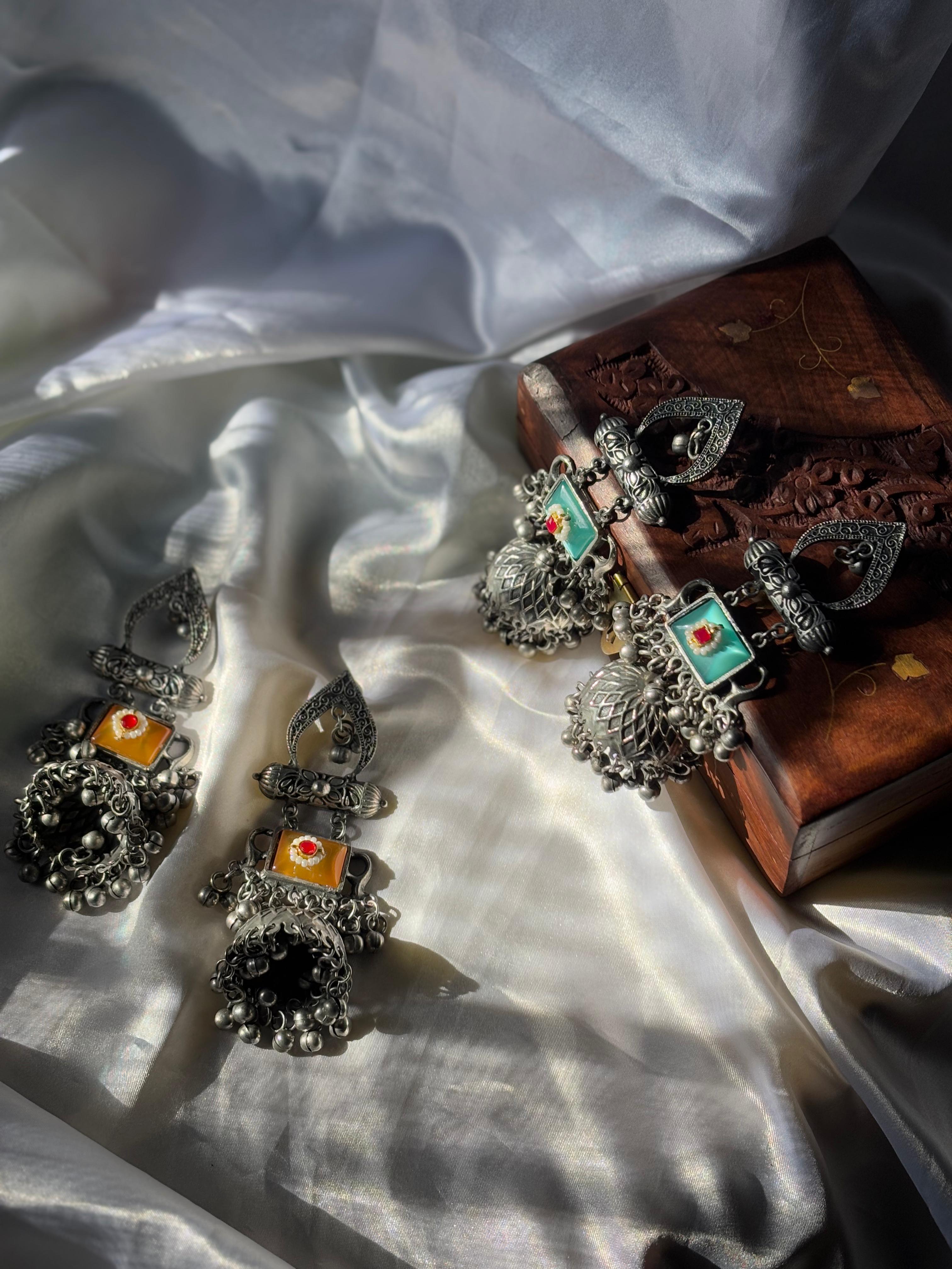 Meena jhumka earring