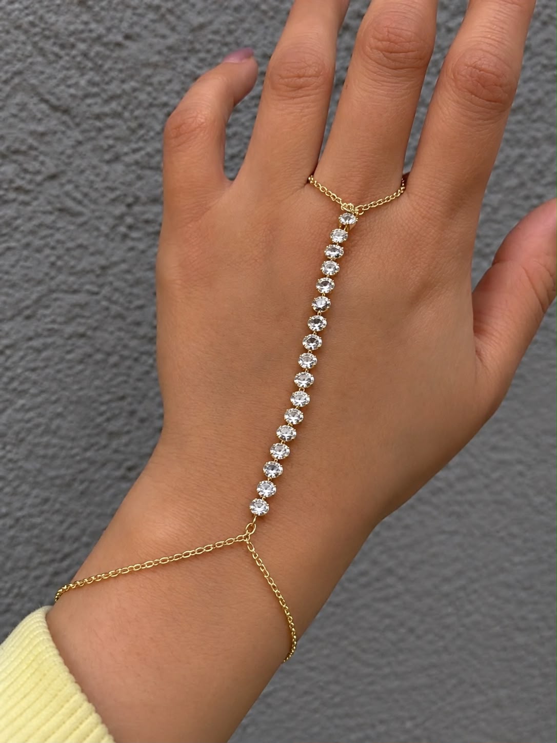 Oval stone hand chain