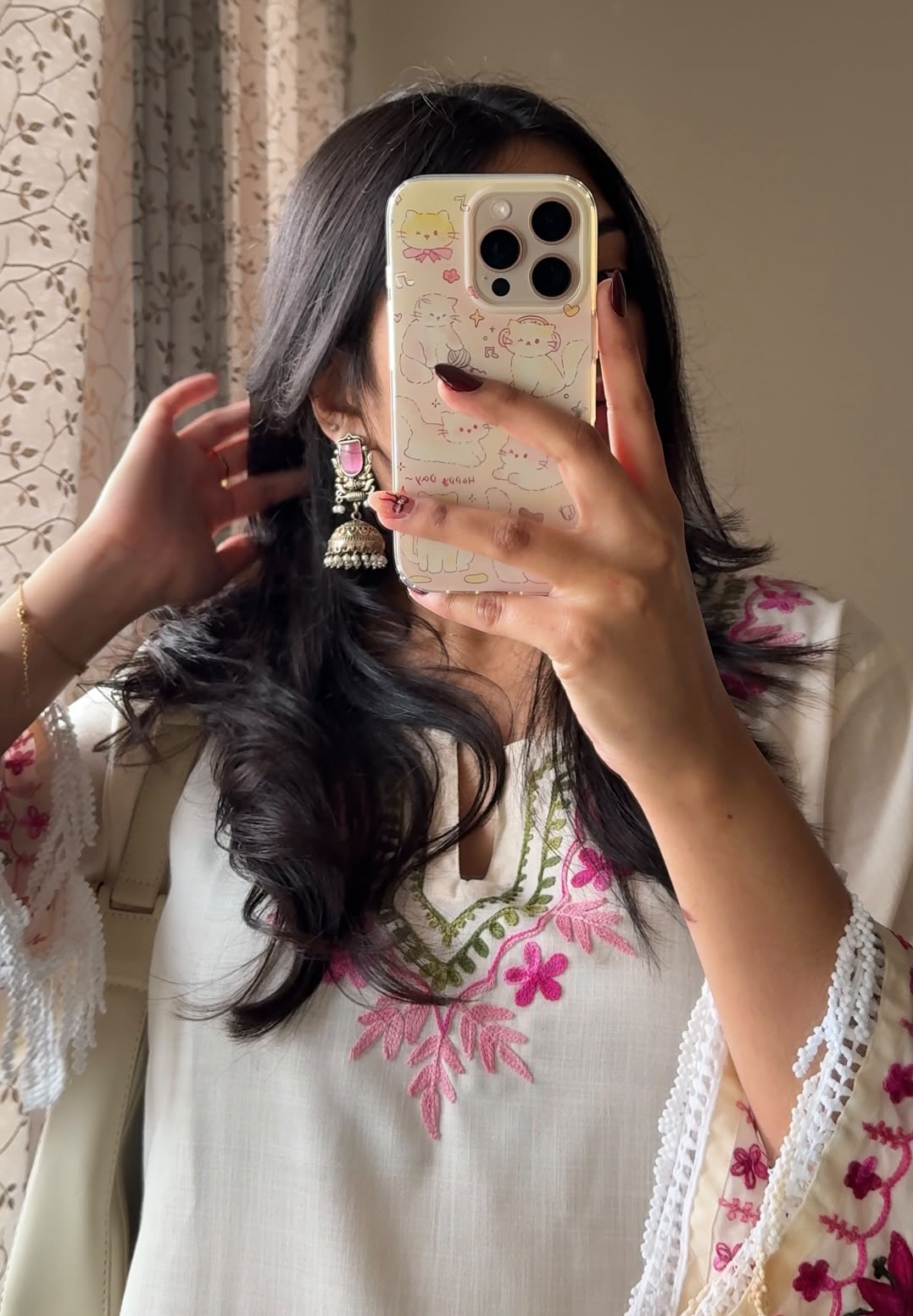 Hema pink jhumki