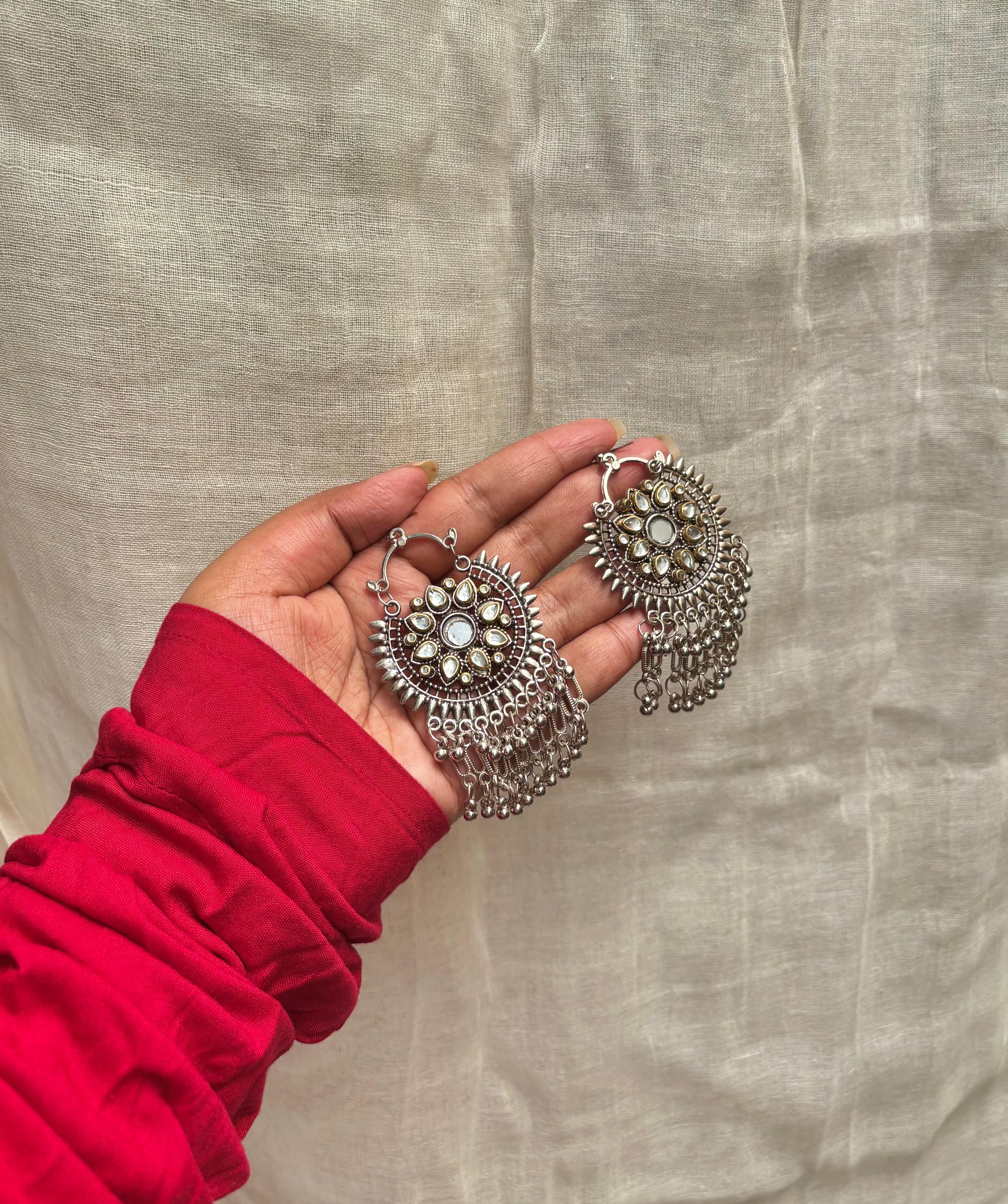 Mirror flower drop earring