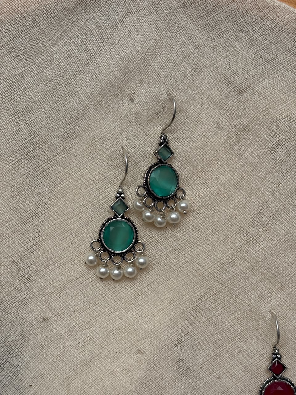 Green small drop earring