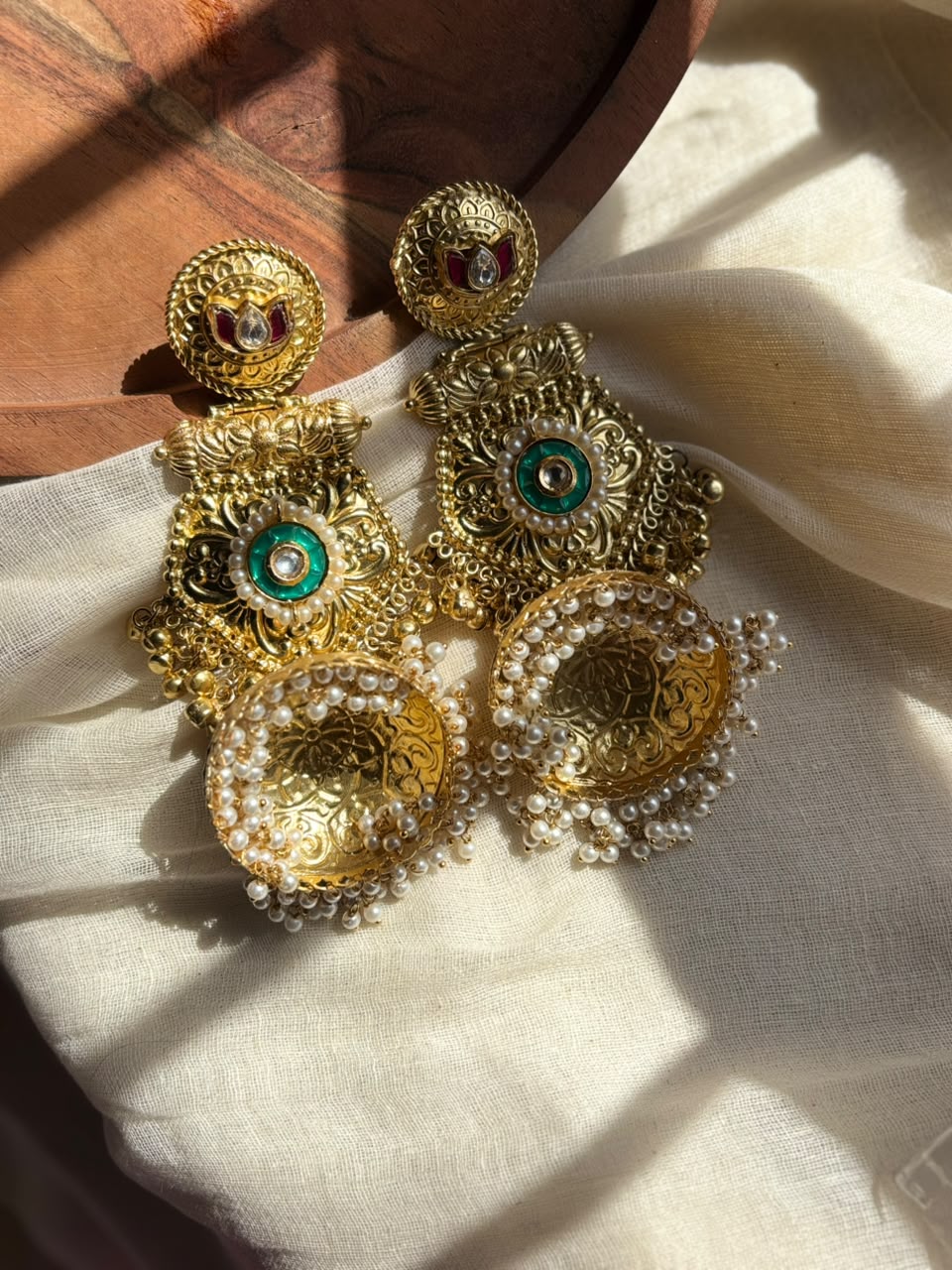 Golden brass jhumka