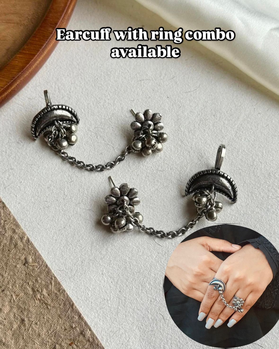 Earcuff with half moon ring