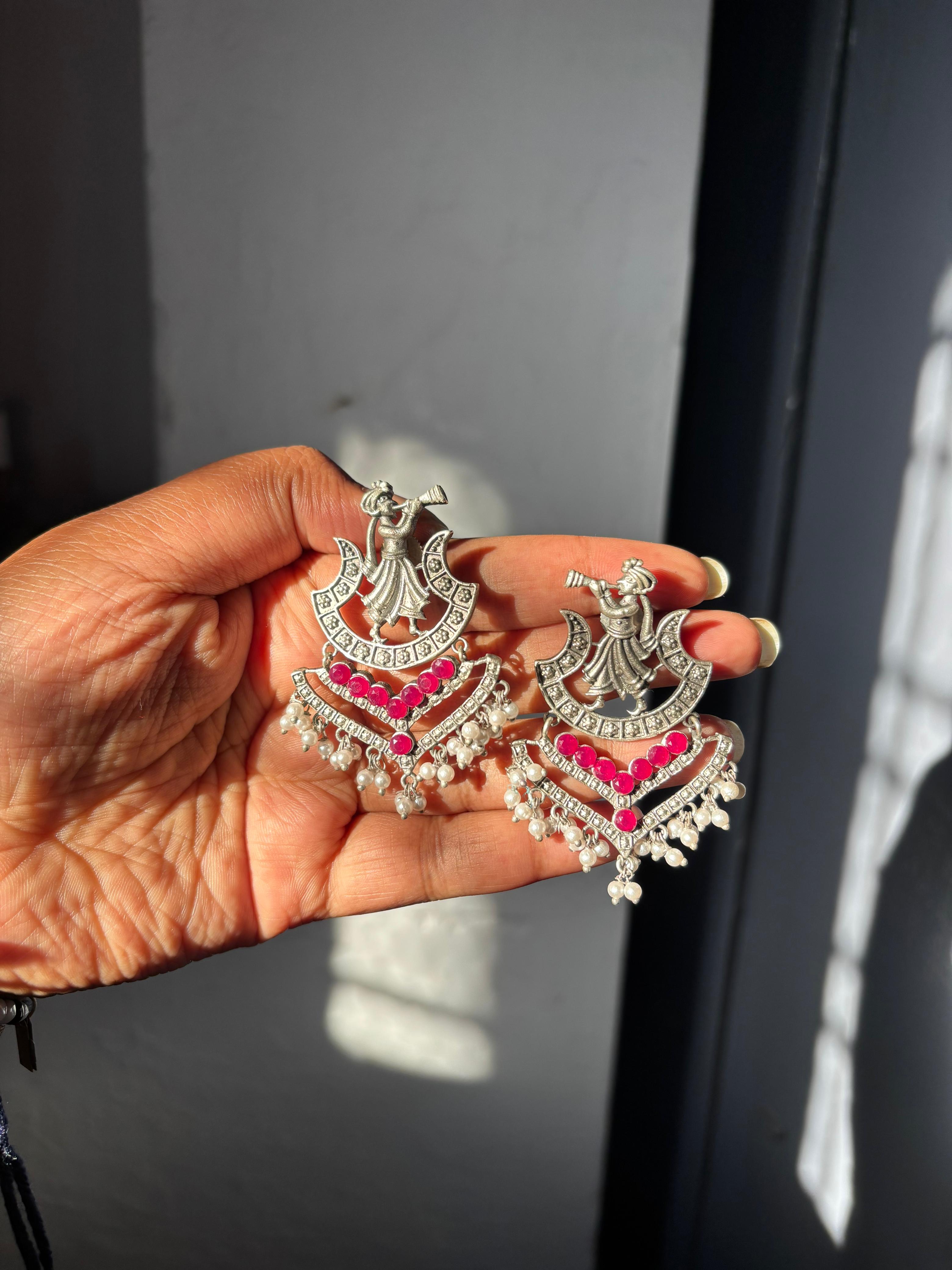 Shehnai brass earrings