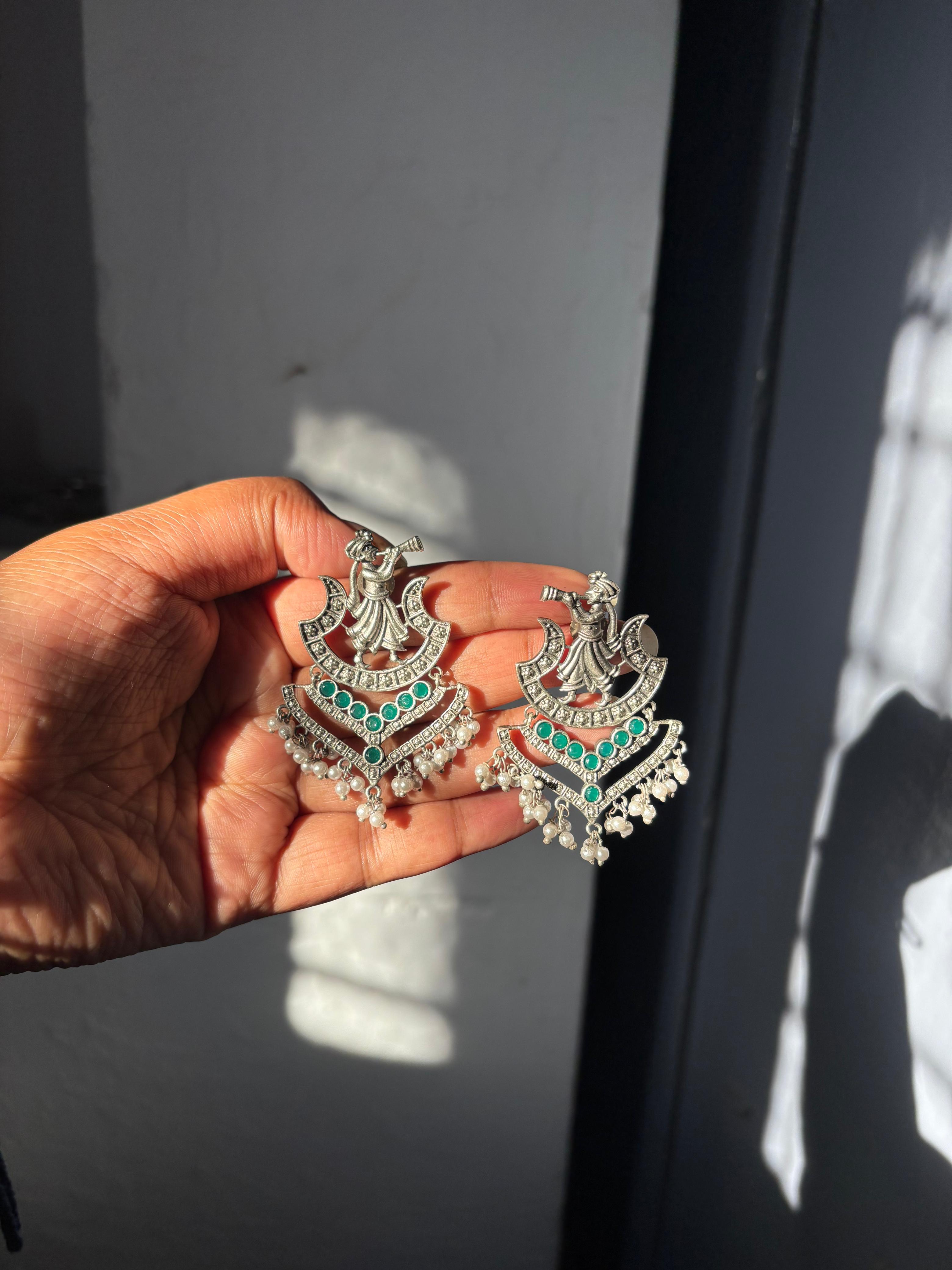 Shehnai brass earrings