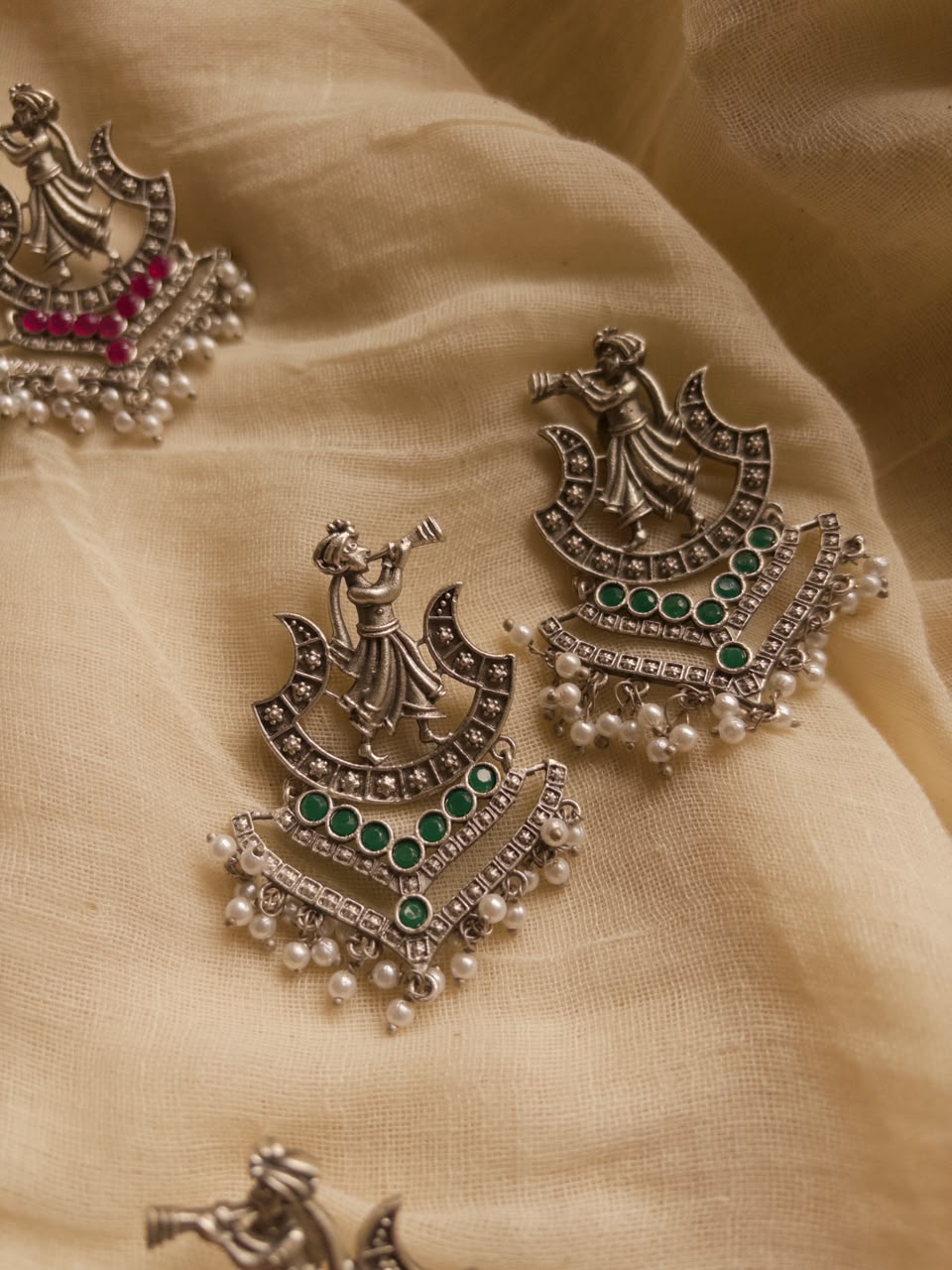 Green shehnai earrings