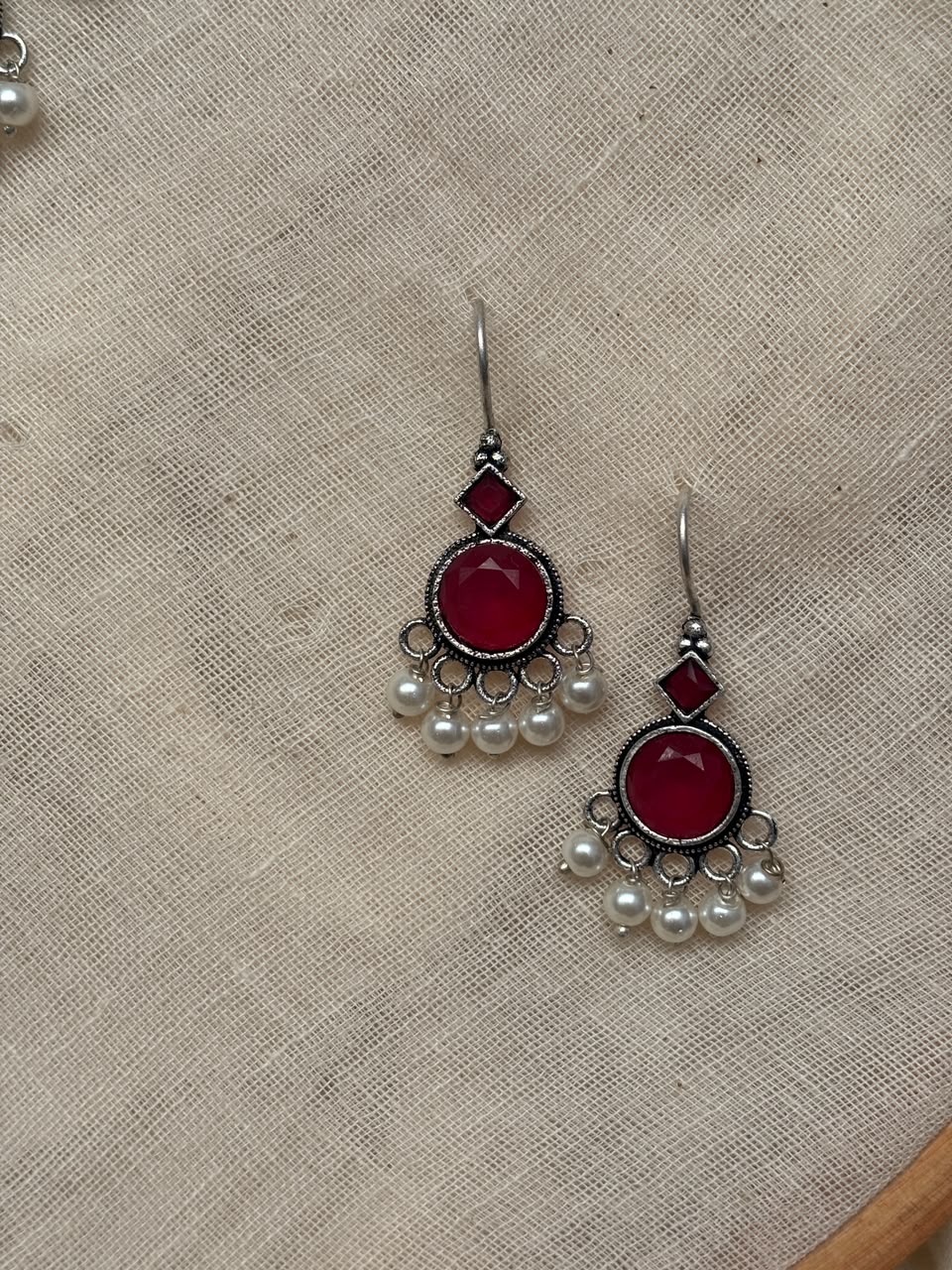 Pink small drop earring