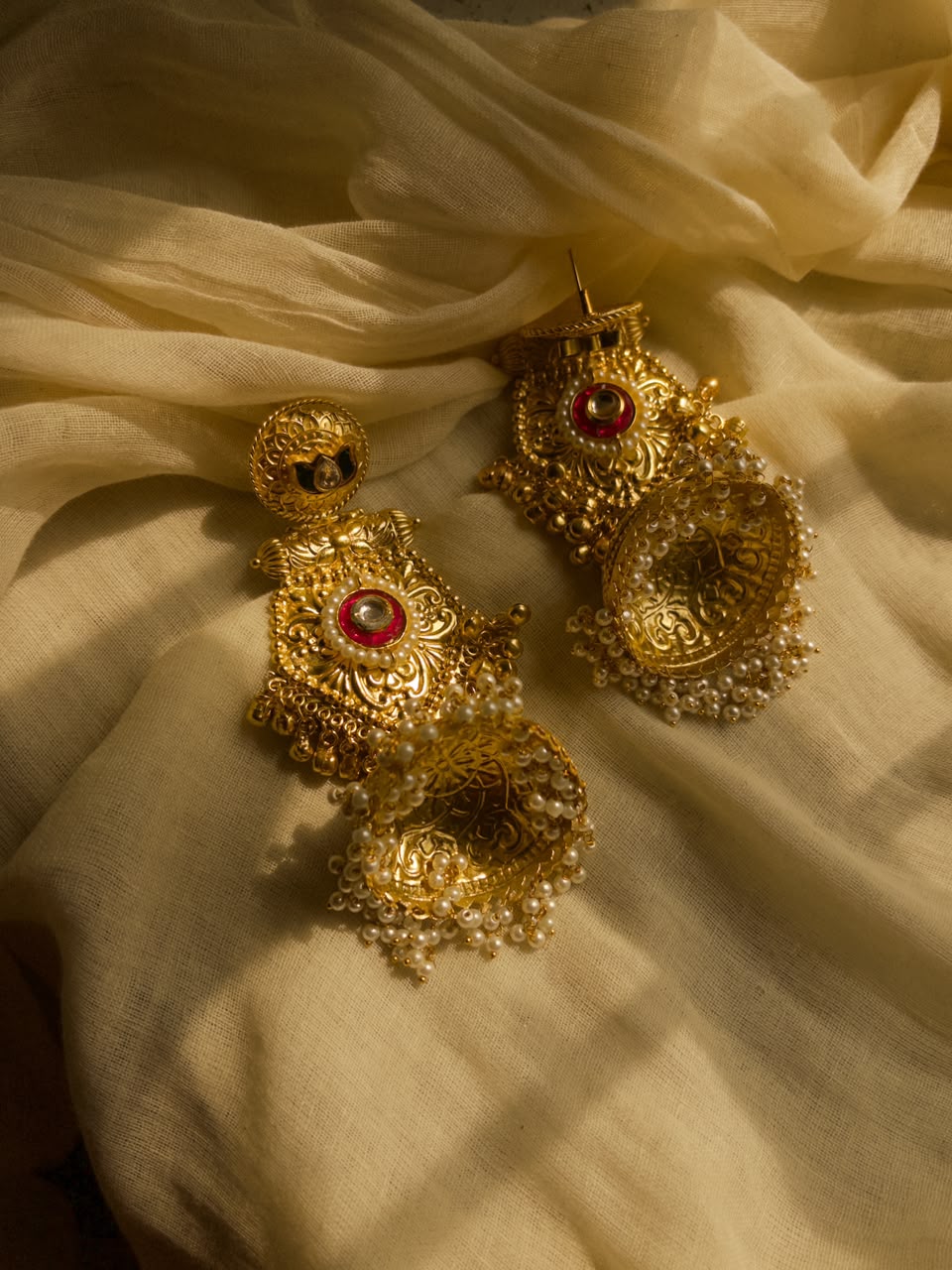 Golden brass jhumka