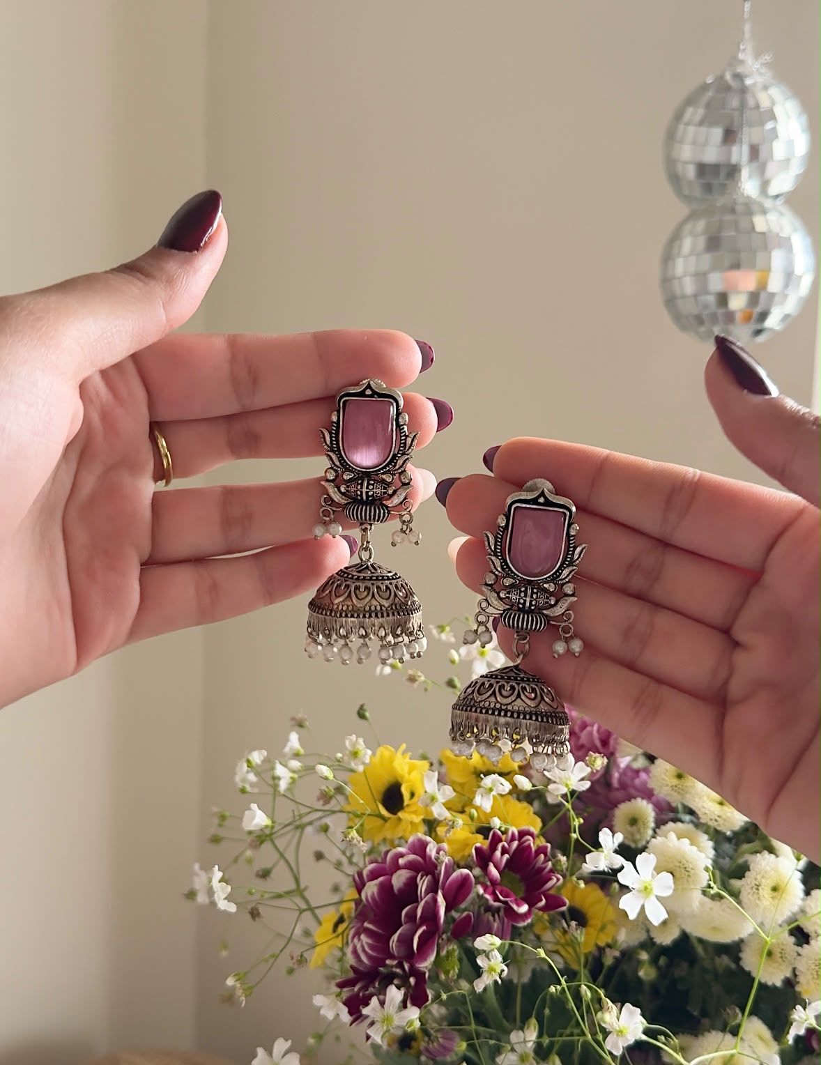 Hema pink jhumki