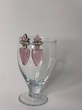 Pink flower leaf earring
